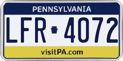 PA license plate LFR4072