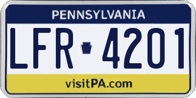 PA license plate LFR4201