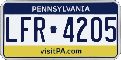 PA license plate LFR4205