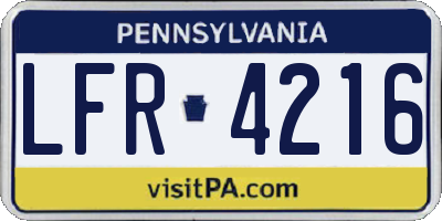 PA license plate LFR4216