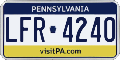 PA license plate LFR4240