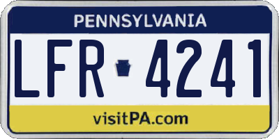 PA license plate LFR4241