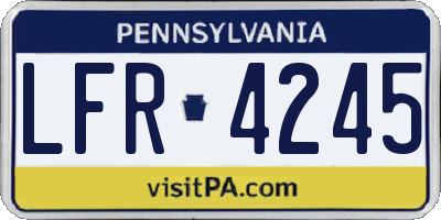 PA license plate LFR4245