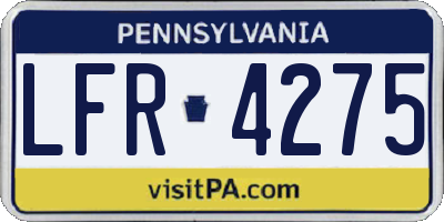 PA license plate LFR4275