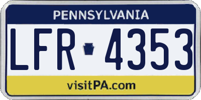 PA license plate LFR4353