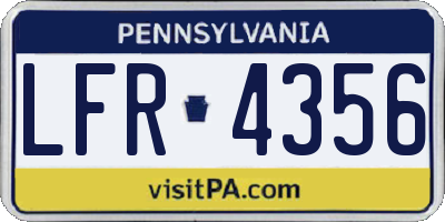 PA license plate LFR4356