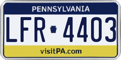 PA license plate LFR4403