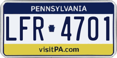 PA license plate LFR4701