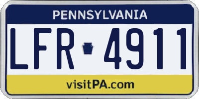 PA license plate LFR4911