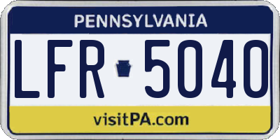 PA license plate LFR5040