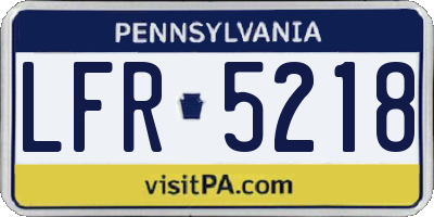 PA license plate LFR5218