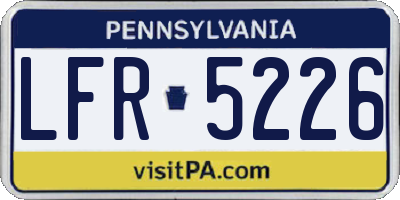 PA license plate LFR5226