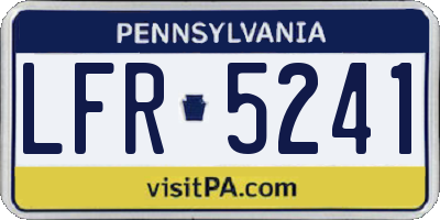PA license plate LFR5241