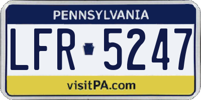 PA license plate LFR5247