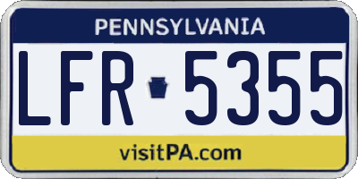 PA license plate LFR5355