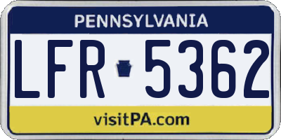 PA license plate LFR5362