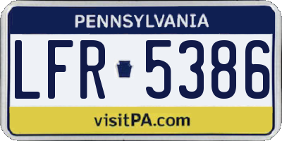 PA license plate LFR5386