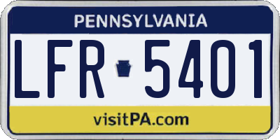 PA license plate LFR5401
