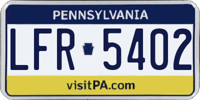 PA license plate LFR5402