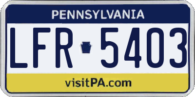 PA license plate LFR5403
