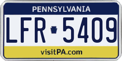 PA license plate LFR5409