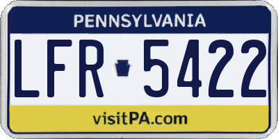 PA license plate LFR5422