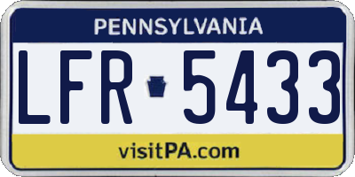 PA license plate LFR5433