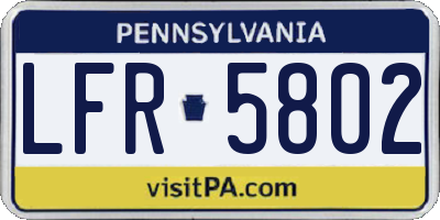 PA license plate LFR5802