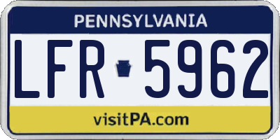 PA license plate LFR5962