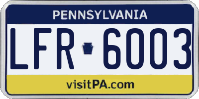 PA license plate LFR6003