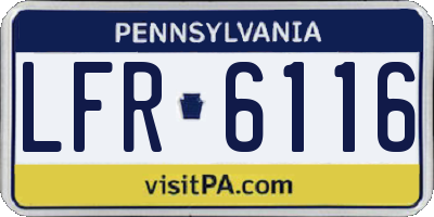 PA license plate LFR6116