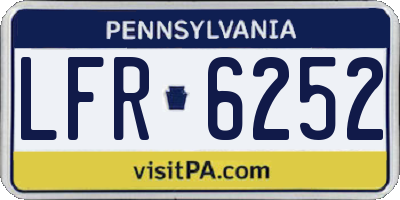 PA license plate LFR6252