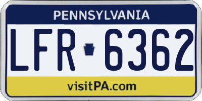 PA license plate LFR6362