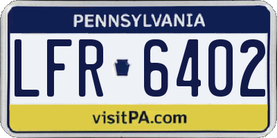 PA license plate LFR6402