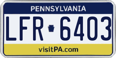 PA license plate LFR6403