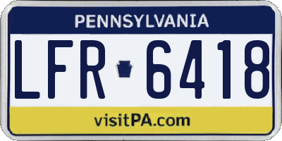 PA license plate LFR6418