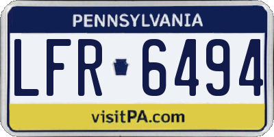 PA license plate LFR6494