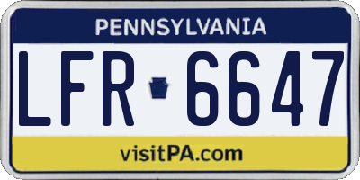 PA license plate LFR6647