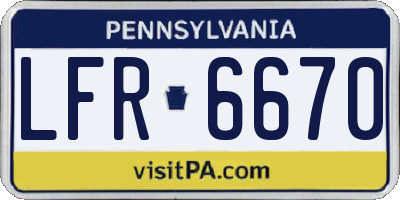 PA license plate LFR6670