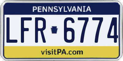 PA license plate LFR6774