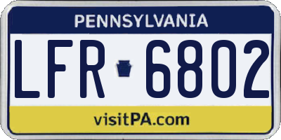 PA license plate LFR6802