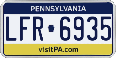 PA license plate LFR6935