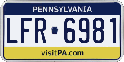 PA license plate LFR6981