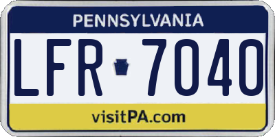 PA license plate LFR7040