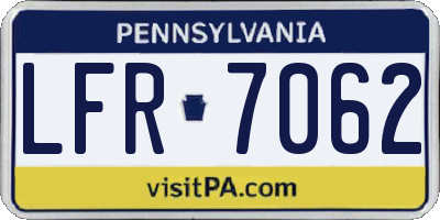 PA license plate LFR7062