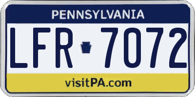 PA license plate LFR7072