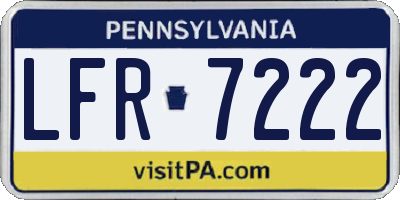 PA license plate LFR7222