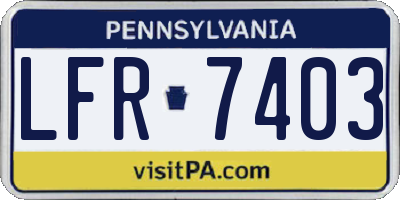 PA license plate LFR7403