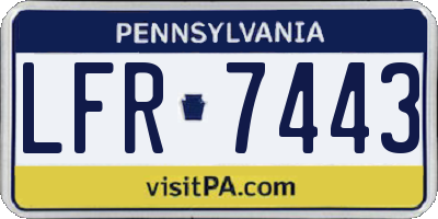 PA license plate LFR7443