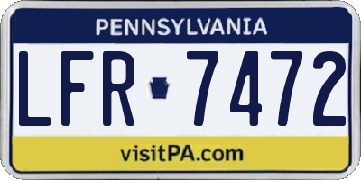 PA license plate LFR7472